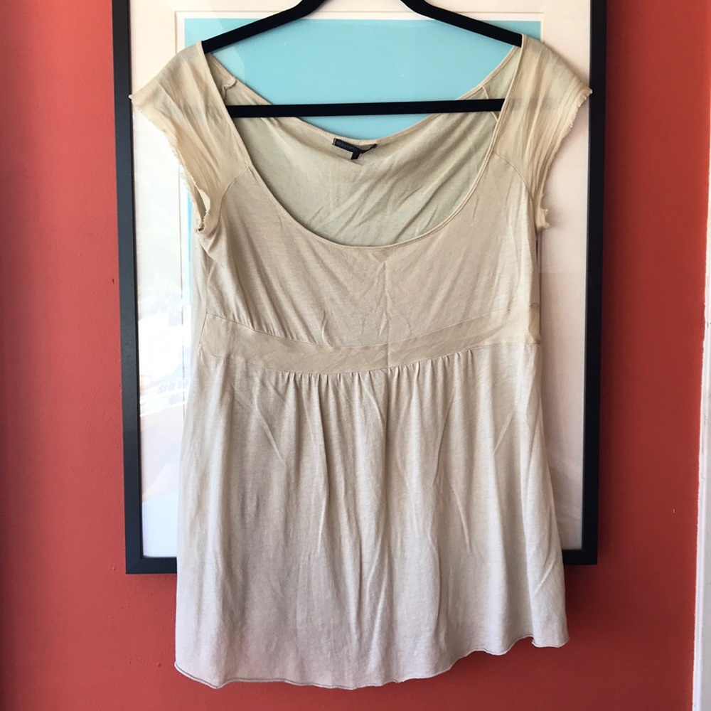Flowy empire waist off-shoulder nude tee